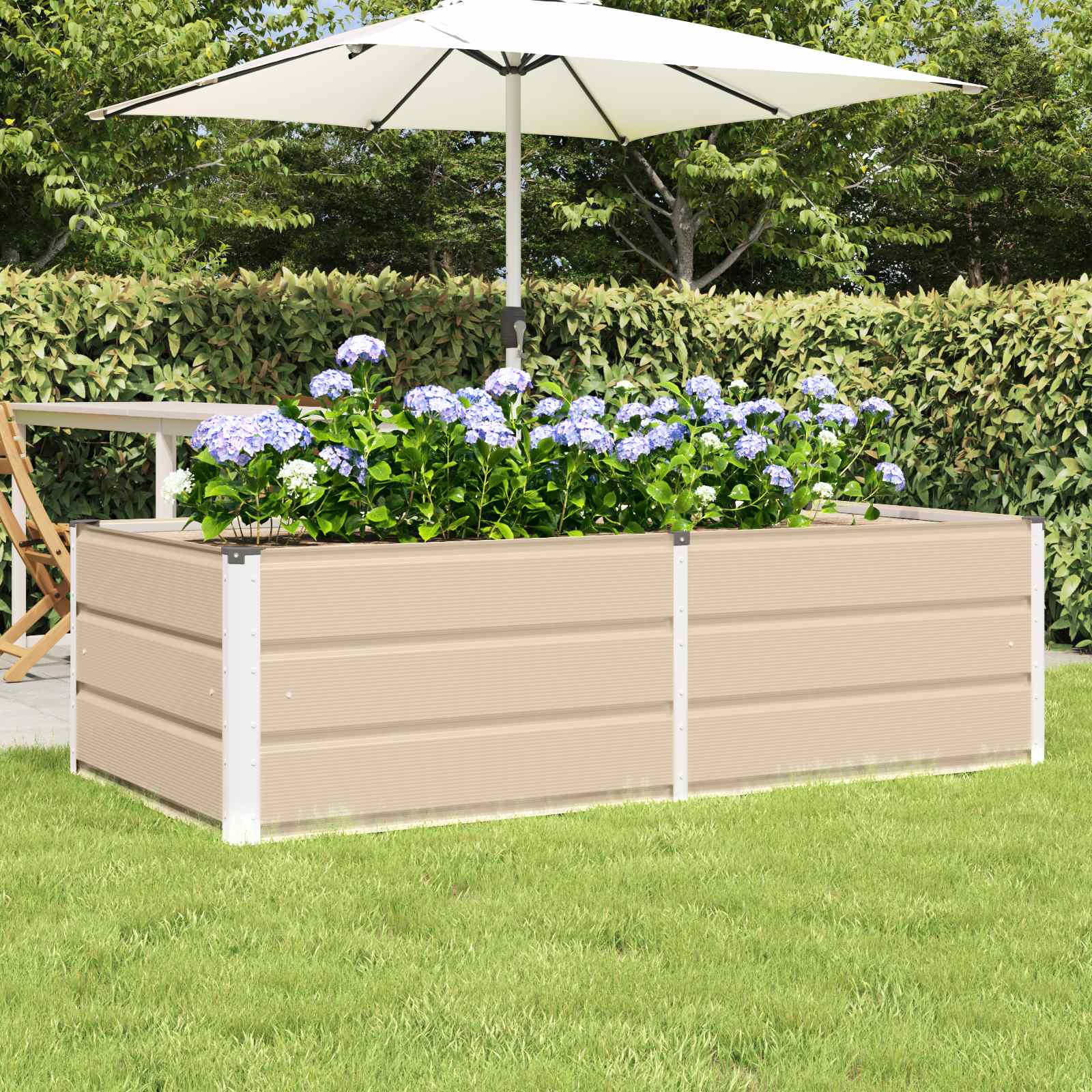 vidaXL Donica Kość słoniowa 160 x 80 x 45 cm Stal