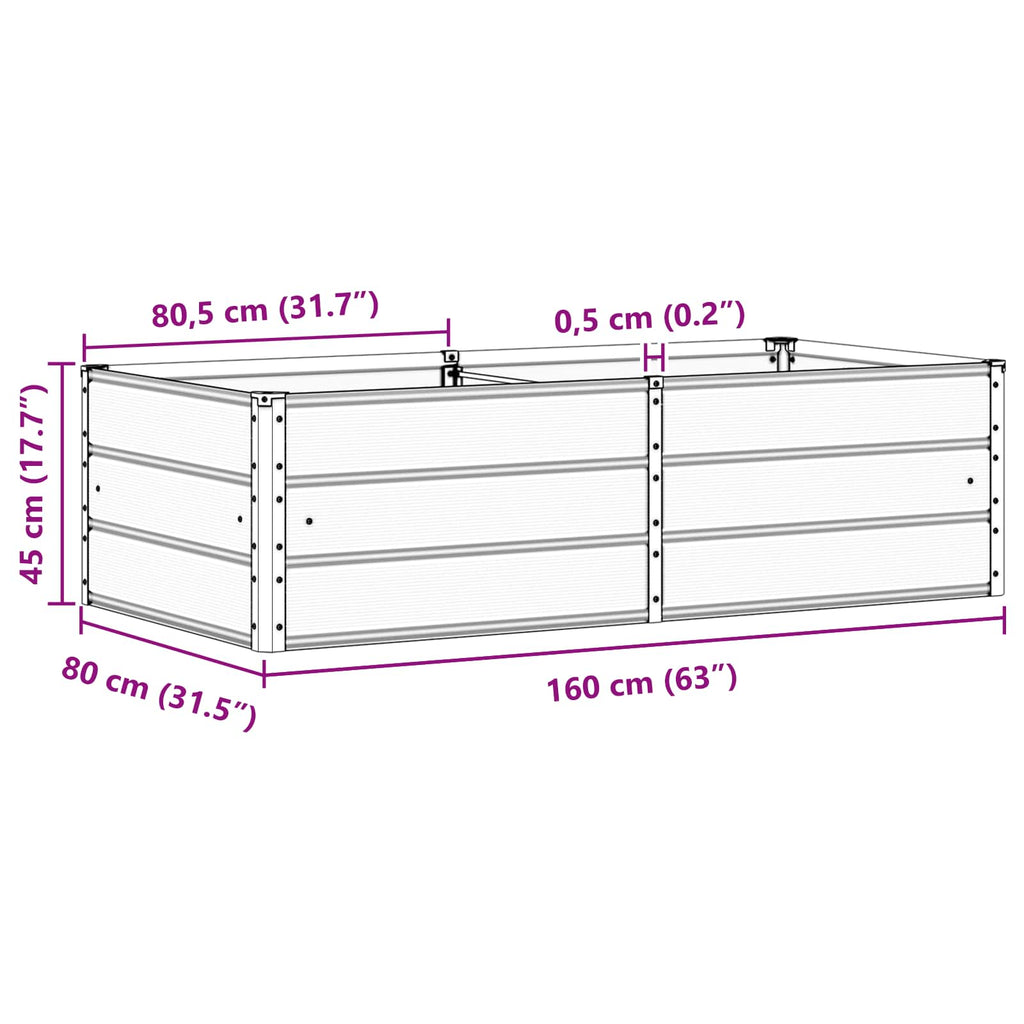 vidaXL Donica Kość słoniowa 160 x 80 x 45 cm Stal