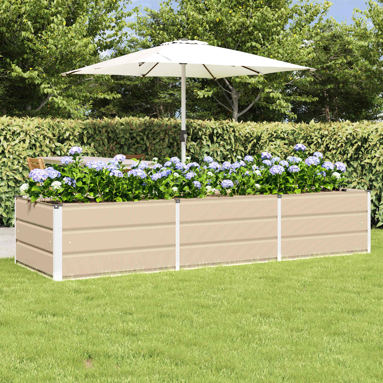 vidaXL Donica Kość słoniowa 240 x 80 x 45 cm Stal