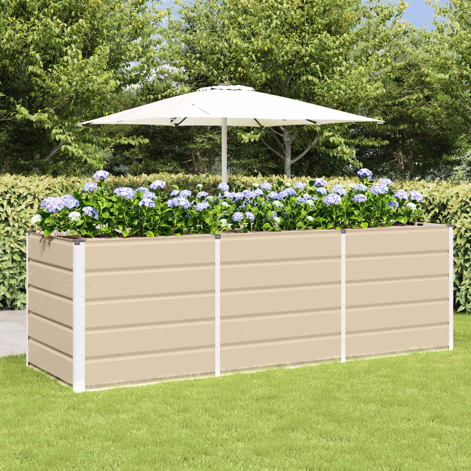 vidaXL Donica Kość słoniowa 240 x 80 x 75 cm Stal