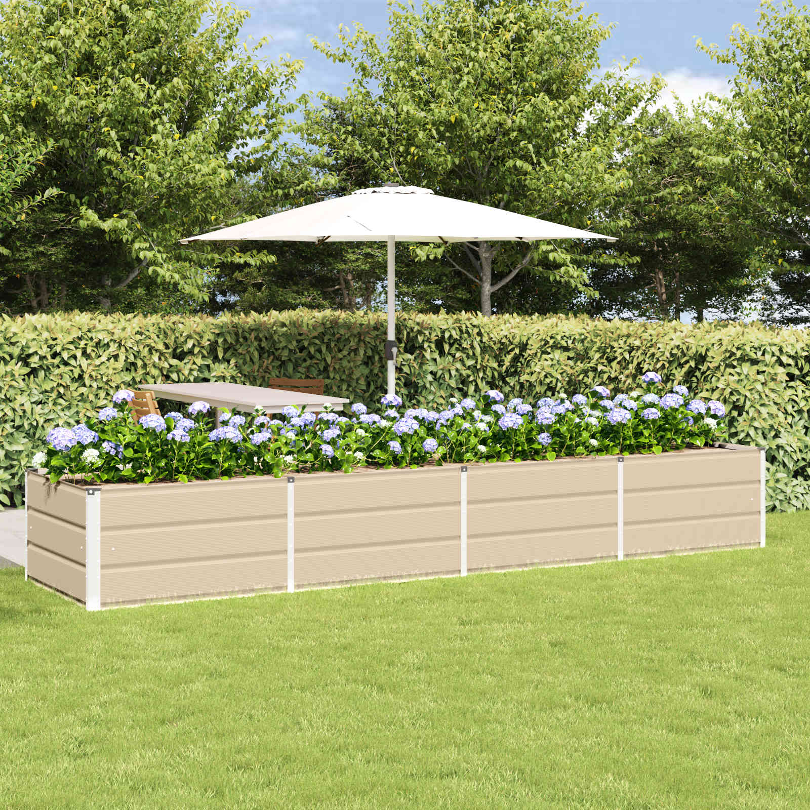 vidaXL Donica Kość słoniowa 320 x 80 x 45 cm Stal