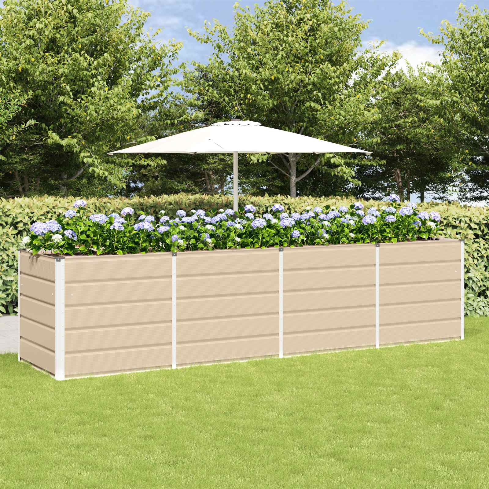 vidaXL Donica Kość słoniowa 320 x 80 x 75 cm Stal
