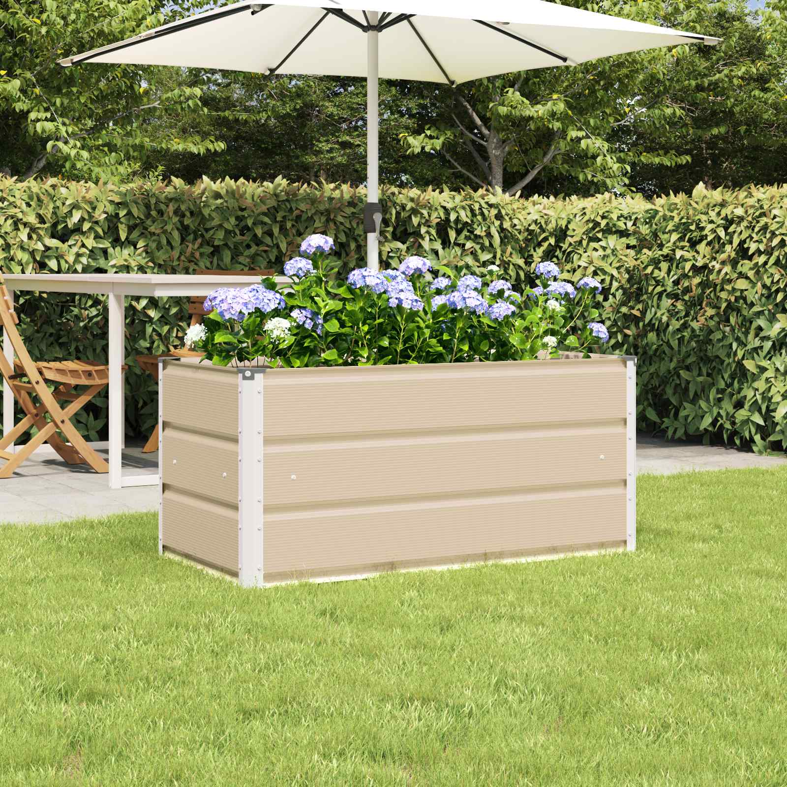 vidaXL Donica Kość słoniowa 100 x 50 x 45 cm Stal Galwanizowana