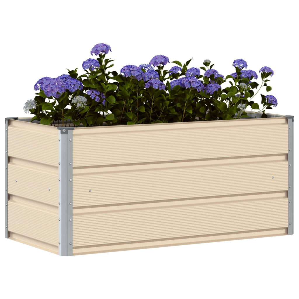 vidaXL Donica Kość słoniowa 100 x 50 x 45 cm Stal Galwanizowana