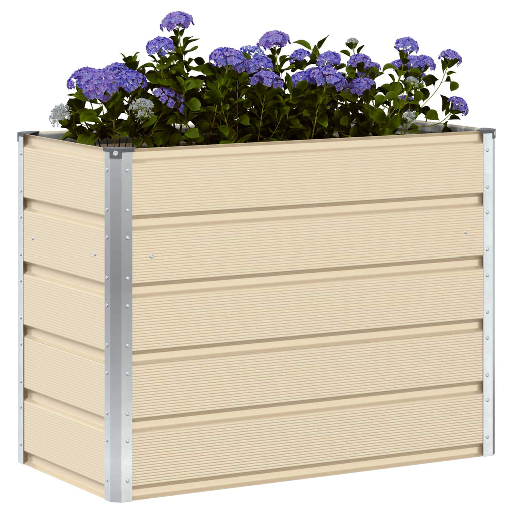 vidaXL Donica Kość słoniowa 100 x 50 x 75 cm Stal Galwanizowana