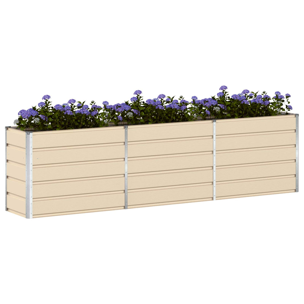 vidaXL Donica Kość słoniowa 290 x 90 x 75 cm Stal Galwanizowana