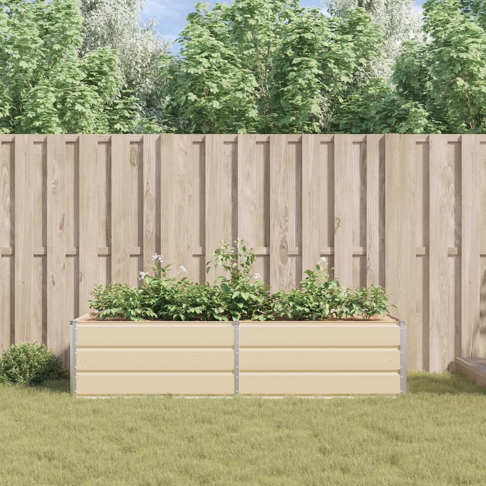 vidaXL Donica Kość słoniowa 195 x 100 x 45 cm Stal Galwanizowana