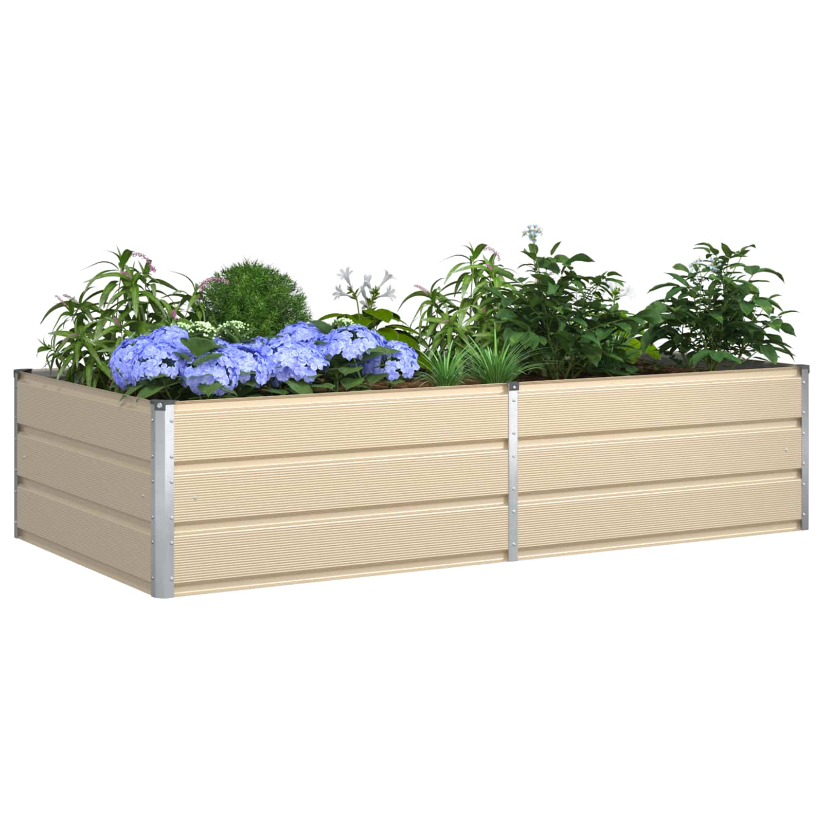 vidaXL Donica Kość słoniowa 195 x 100 x 45 cm Stal Galwanizowana