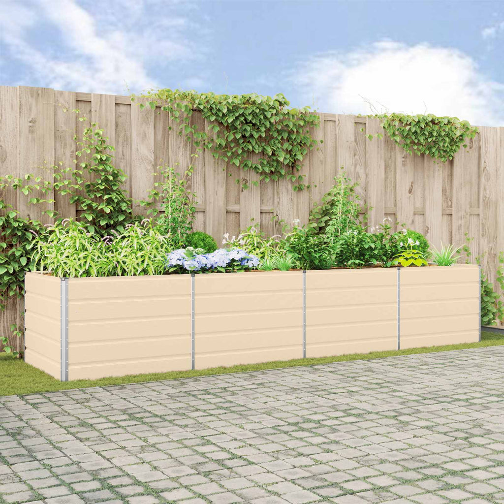 vidaXL Donica Kość słoniowa 385 x 100 x 75 cm Stal Galwanizowana