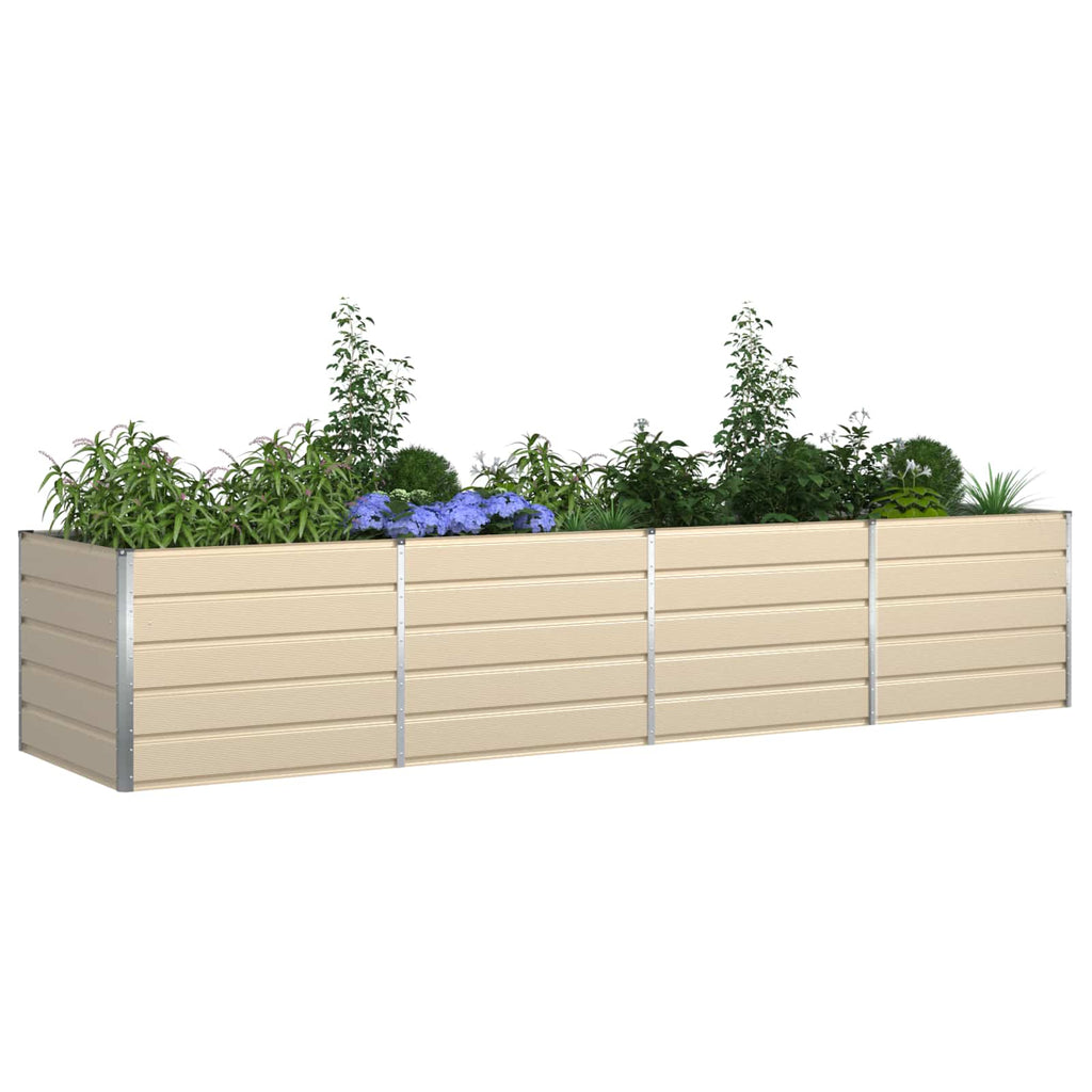 vidaXL Donica Kość słoniowa 385 x 100 x 75 cm Stal Galwanizowana