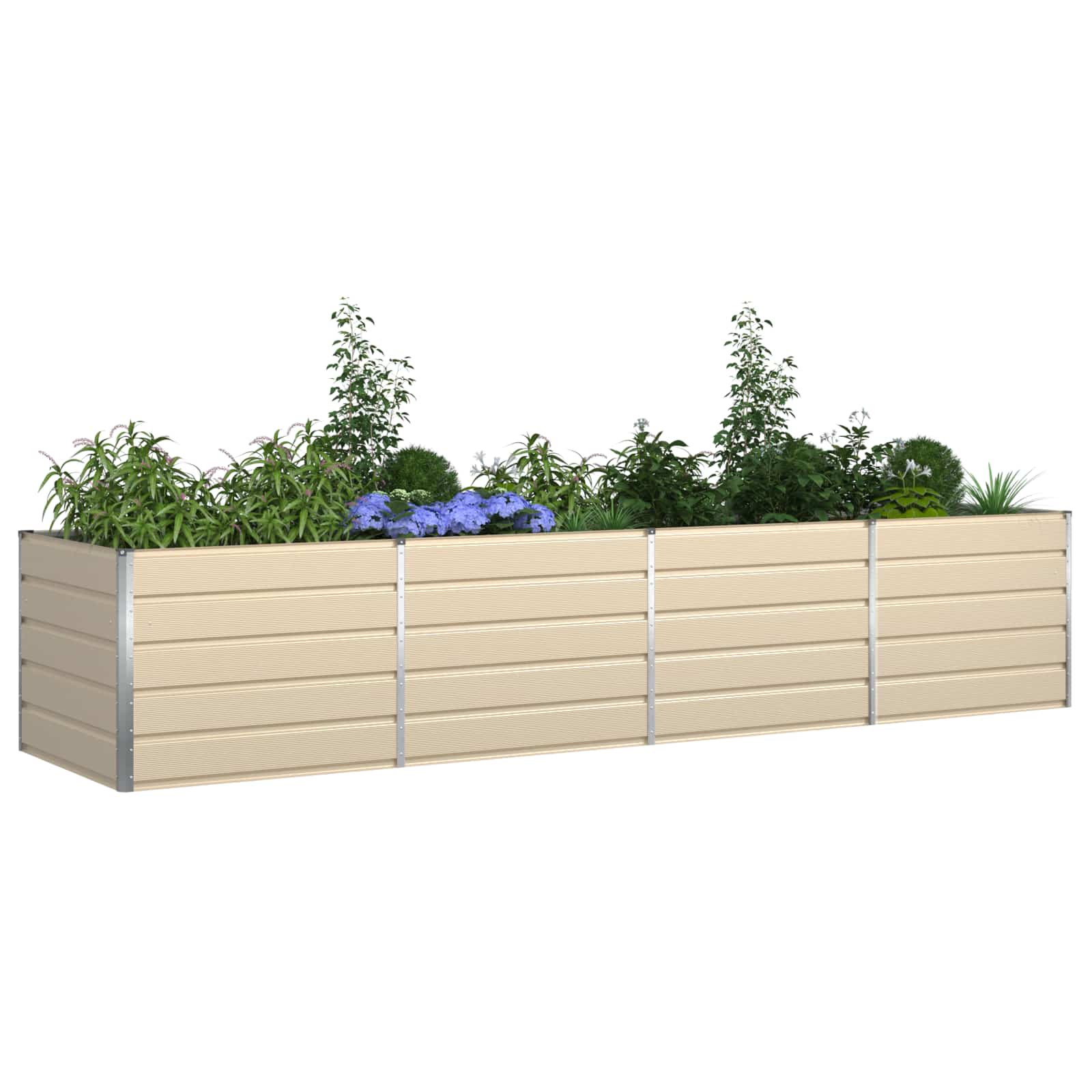 vidaXL Donica Kość słoniowa 385 x 100 x 75 cm Stal Galwanizowana