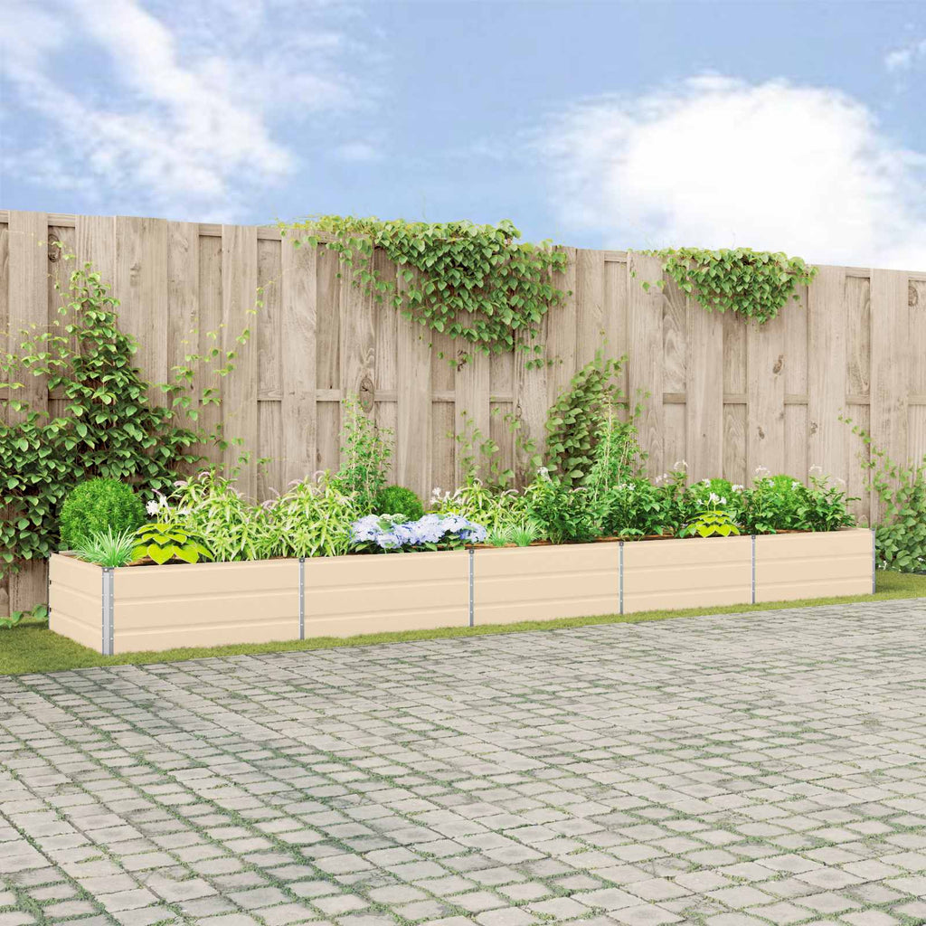 vidaXL Donica Kość słoniowa 480 x 100 x 45 cm Stal Galwanizowana