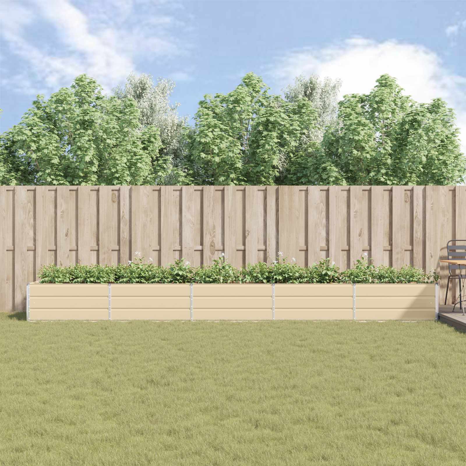 vidaXL Donica Kość słoniowa 480 x 100 x 45 cm Stal Galwanizowana