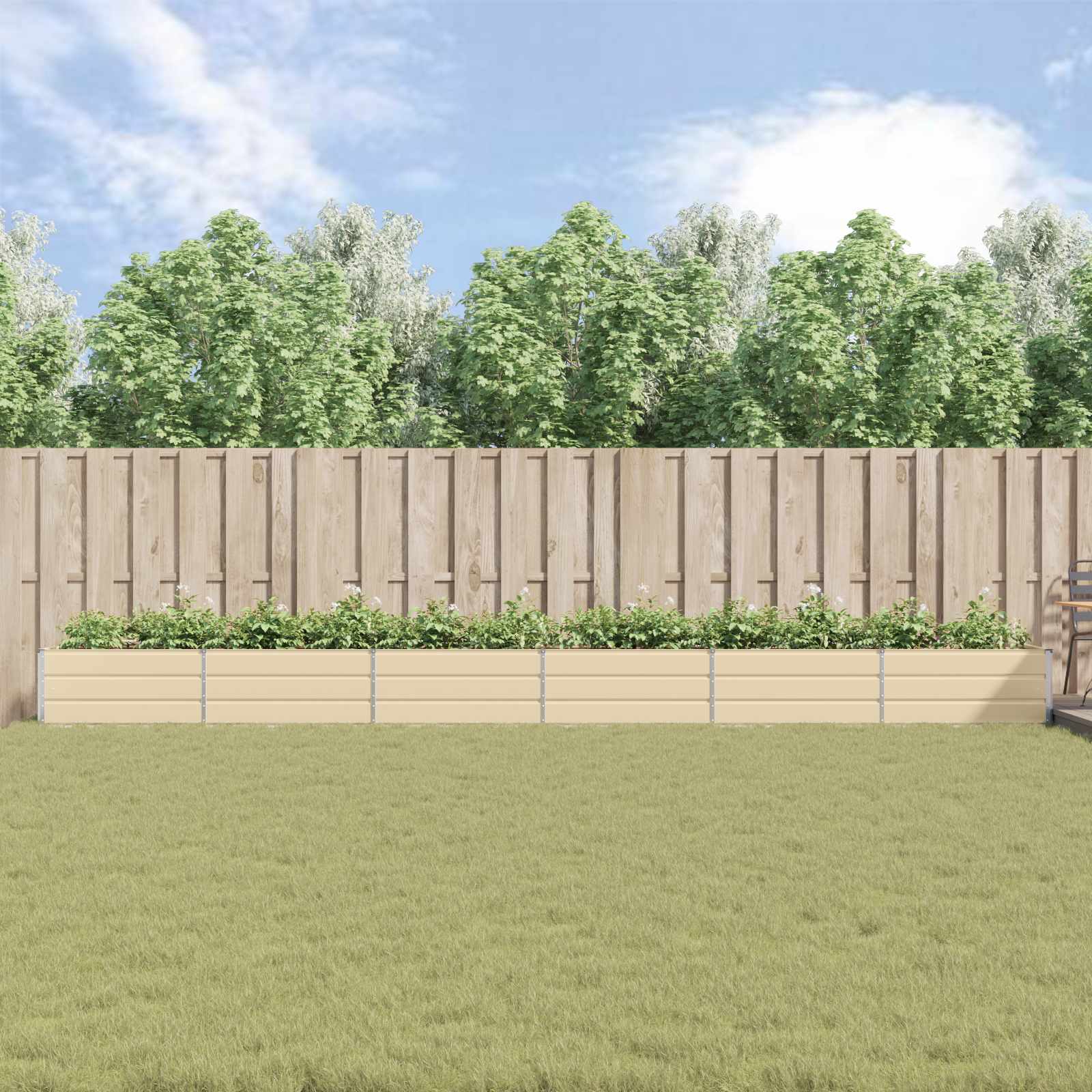 vidaXL Donica Kość słoniowa 580 x 100 x 45 cm Stal Galwanizowana