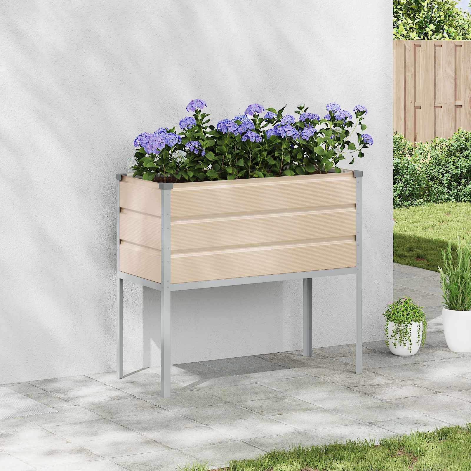 vidaXL Donica Kość słoniowa 100 x 45 x 90 cm Stal Galwanizowana