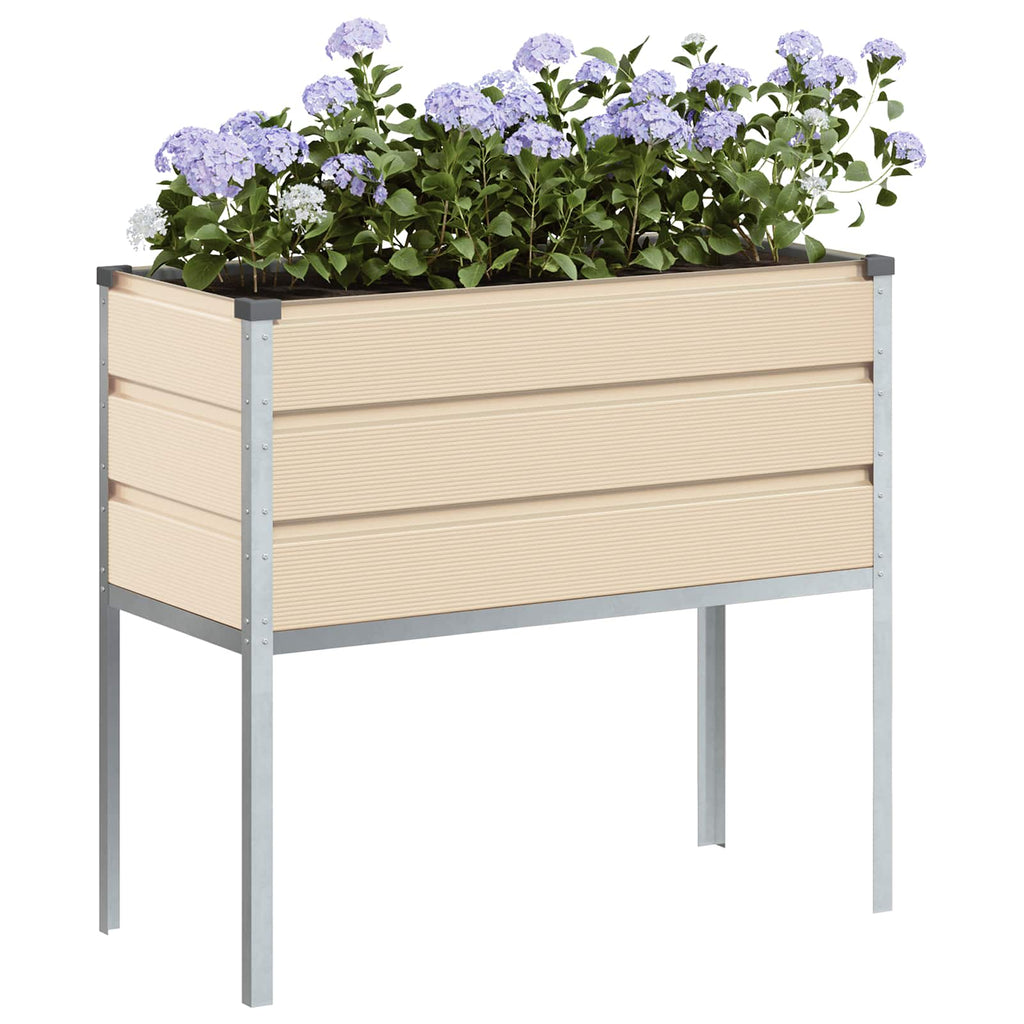 vidaXL Donica Kość słoniowa 100 x 45 x 90 cm Stal Galwanizowana