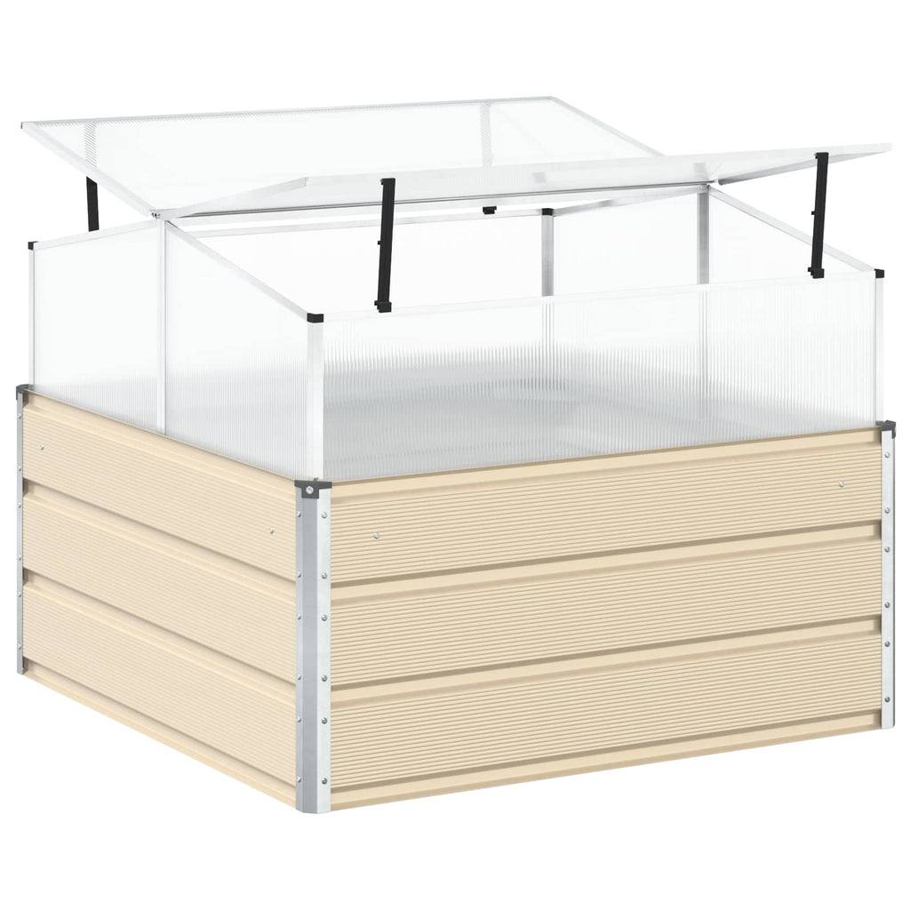 vidaXL Donica Kość słoniowa 100 x 100 x 77 cm Stal Galwanizowana