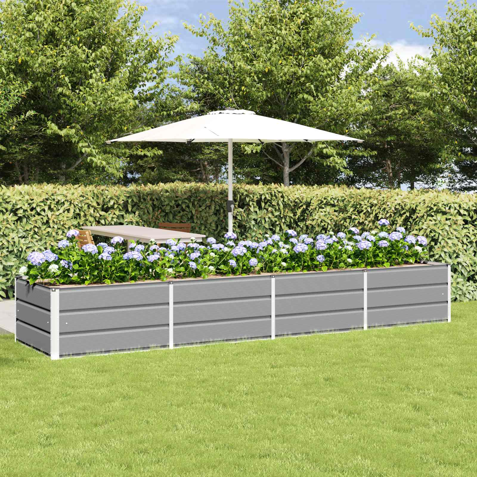 vidaXL Donica Jasnoszary 320 x 80 x 45 cm Stal