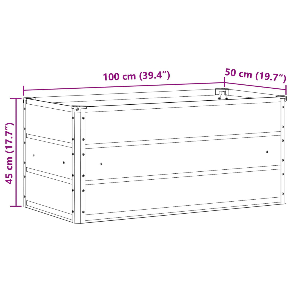 vidaXL Donica Jasnoszary 100 x 50 x 45 cm Stal Galwanizowana
