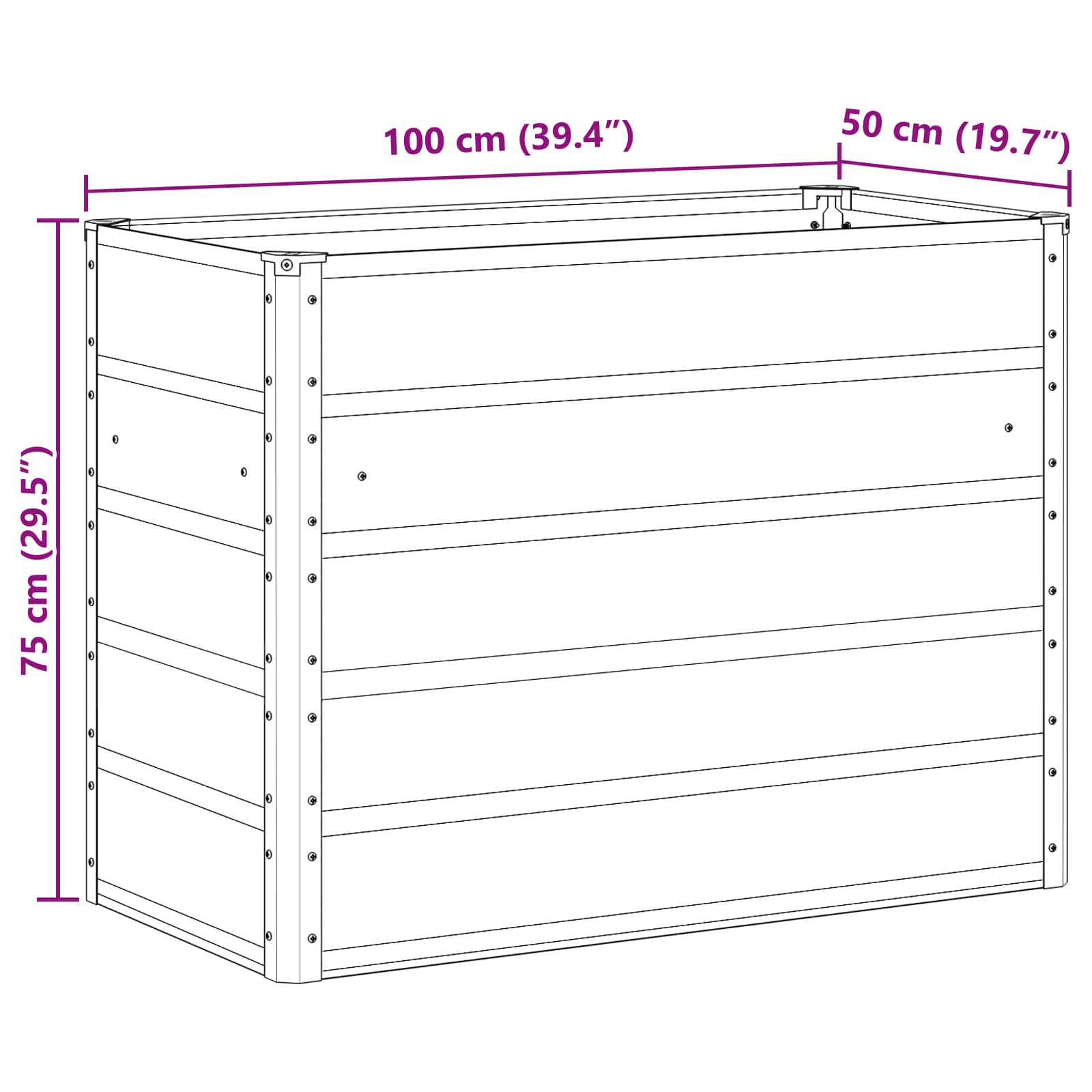 vidaXL Donica Jasnoszary 100 x 50 x 77 cm Stal Galwanizowana