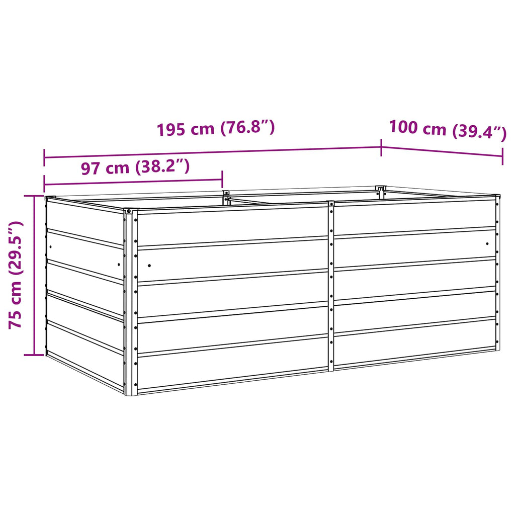 vidaXL Donica Jasnoszary 195 x 100 x 75 cm Stal Galwanizowana