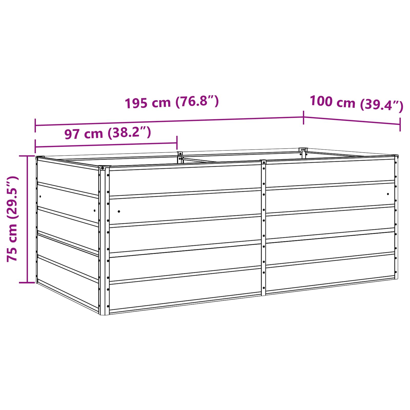 vidaXL Donica Jasnoszary 195 x 100 x 75 cm Stal Galwanizowana