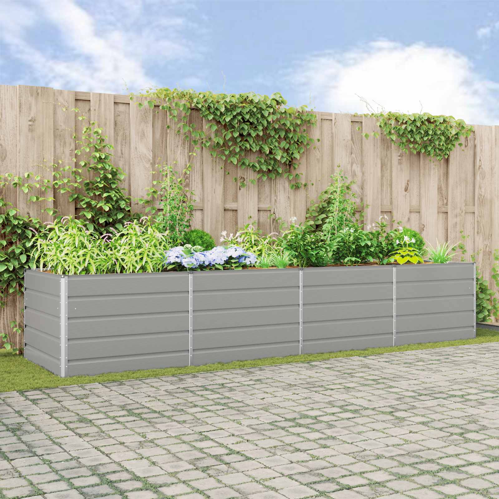 vidaXL Donica Jasnoszary 385 x 100 x 75 cm Stal Galwanizowana