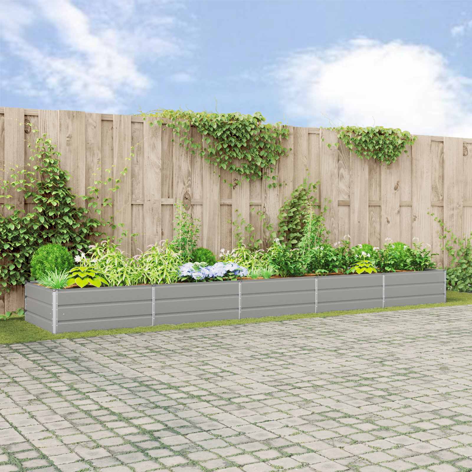 vidaXL Donica Jasnoszary 480 x 100 x 45 cm Stal Galwanizowana