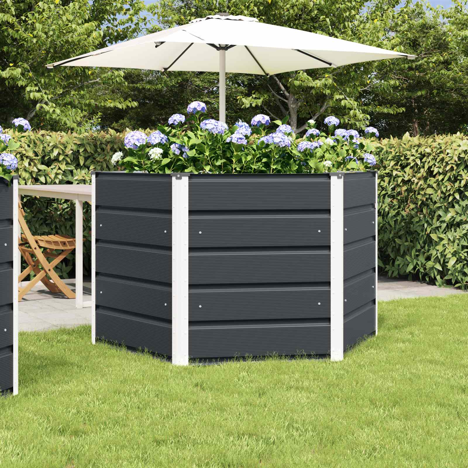 vidaXL Donica Antracyt 129 x 129 x 75 cm Stal
