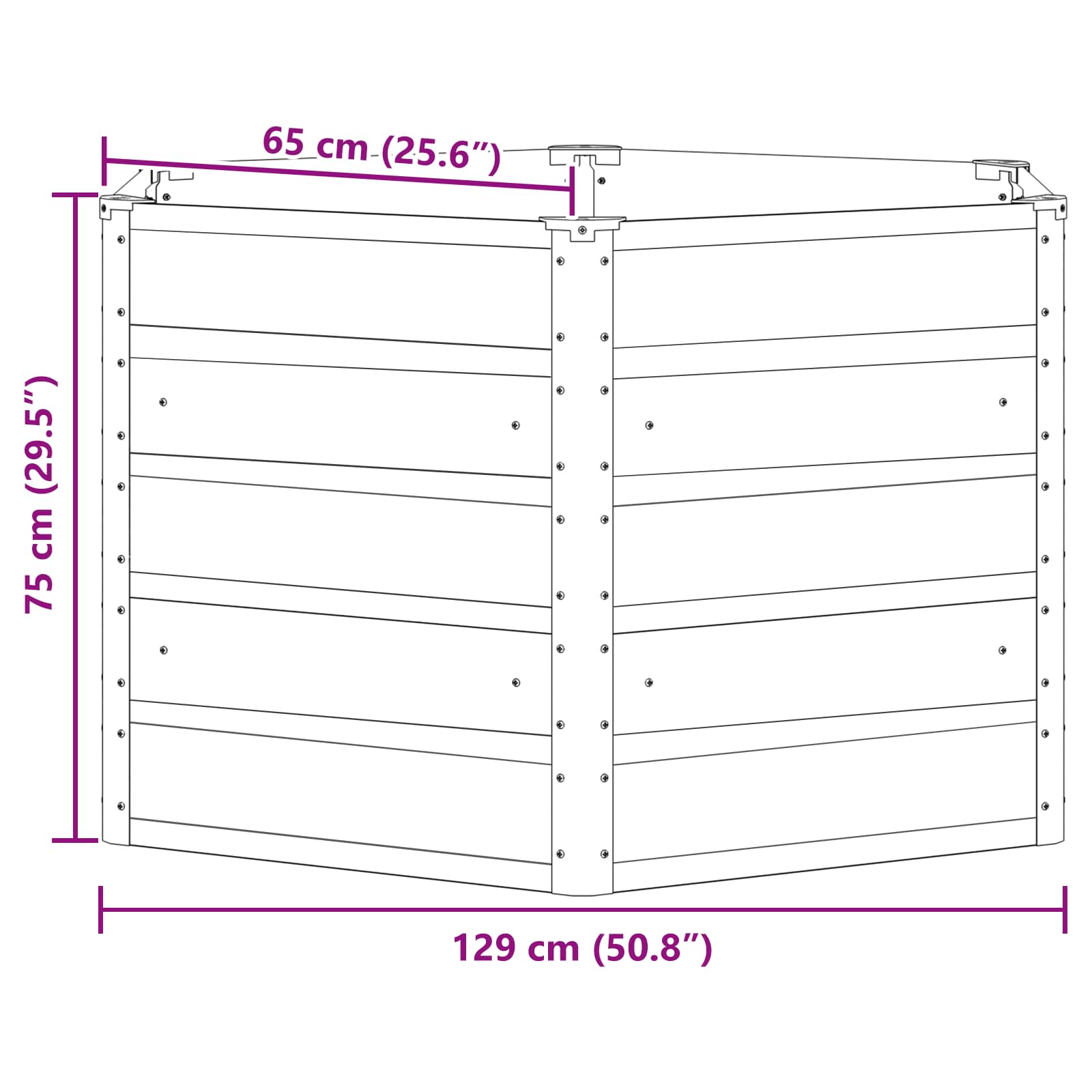 vidaXL Donica Antracyt 129 x 129 x 75 cm Stal