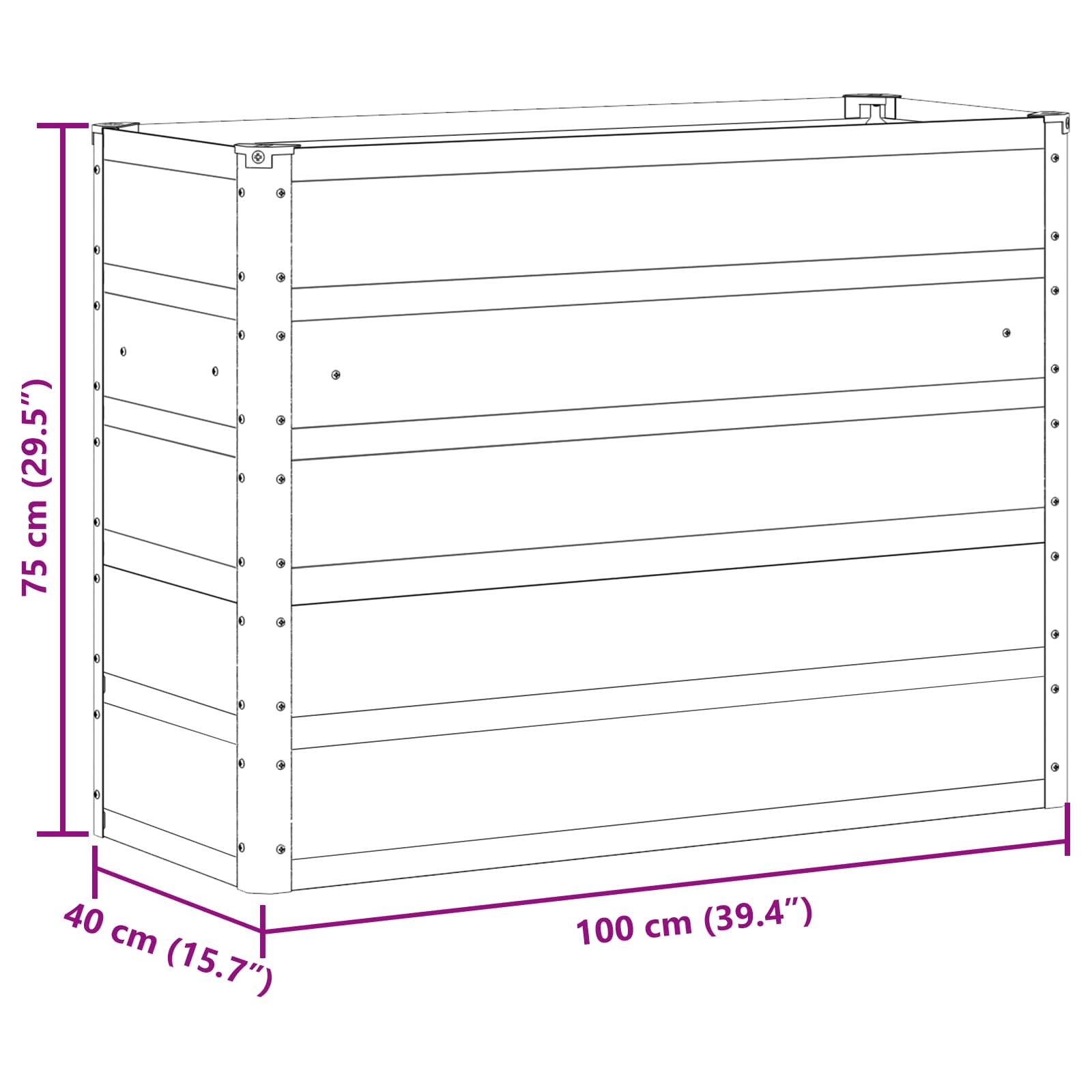 vidaXL Donica Antracyt 100 x 40 x 75 cm Stal