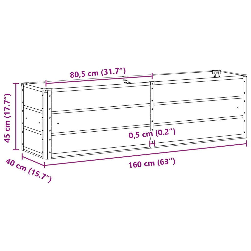vidaXL Donica Antracyt 160 x 40 x 45 cm Stal
