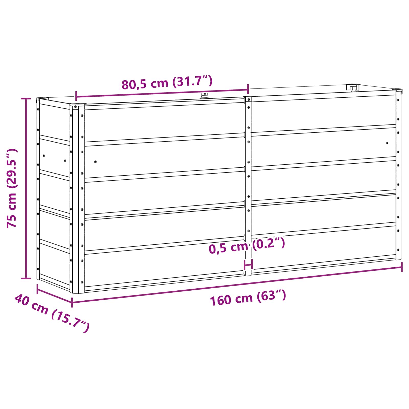 vidaXL Donica Antracyt 160 x 40 x 75 cm Stal