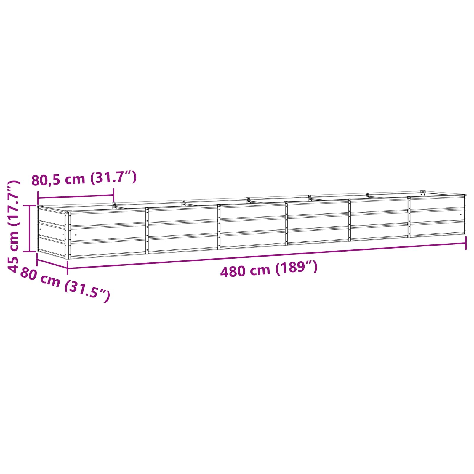 vidaXL Donica Antracyt 480 x 80 x 45 cm Stal