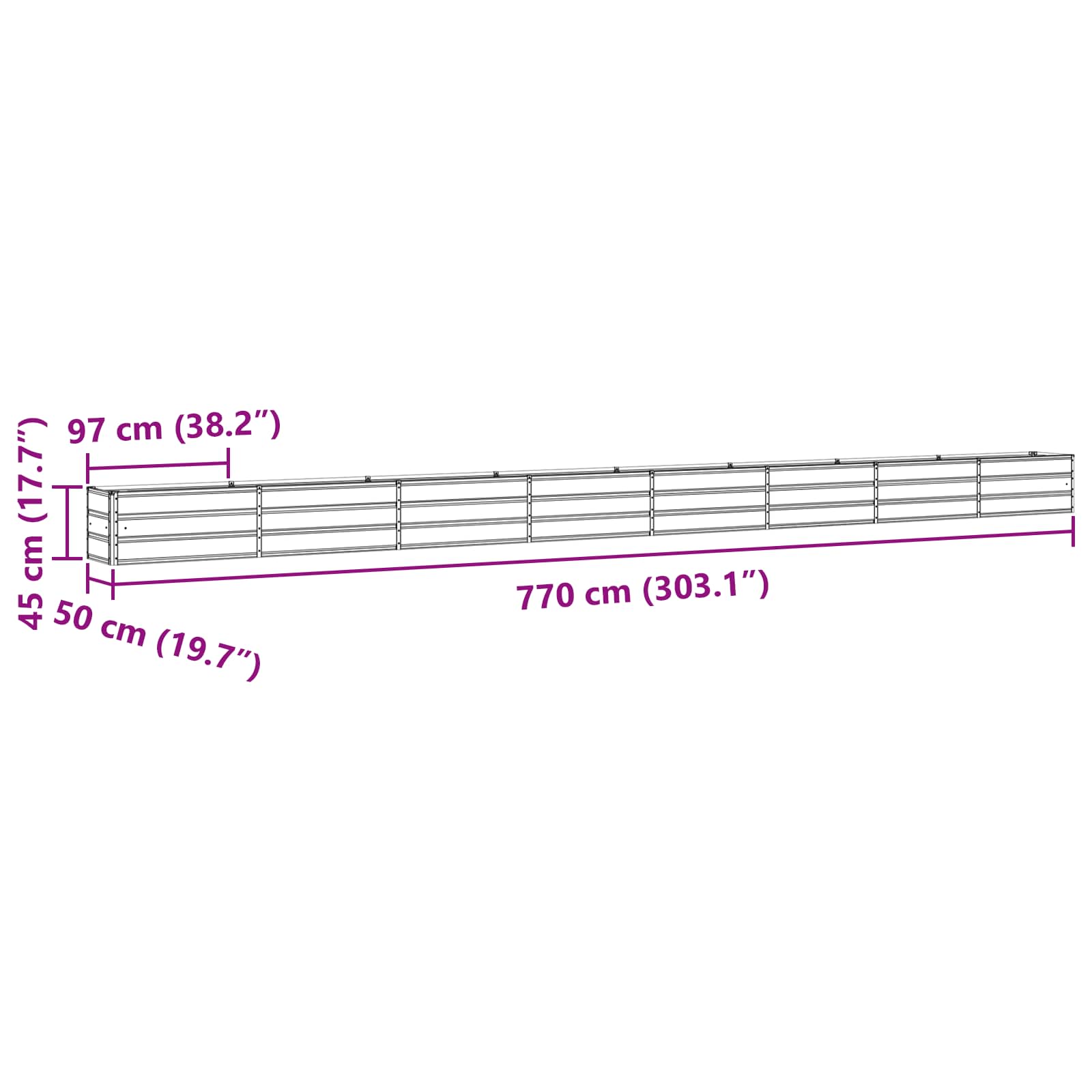vidaXL Donica Antracyt 770 x 50 x 45 cm Stal Galwanizowana
