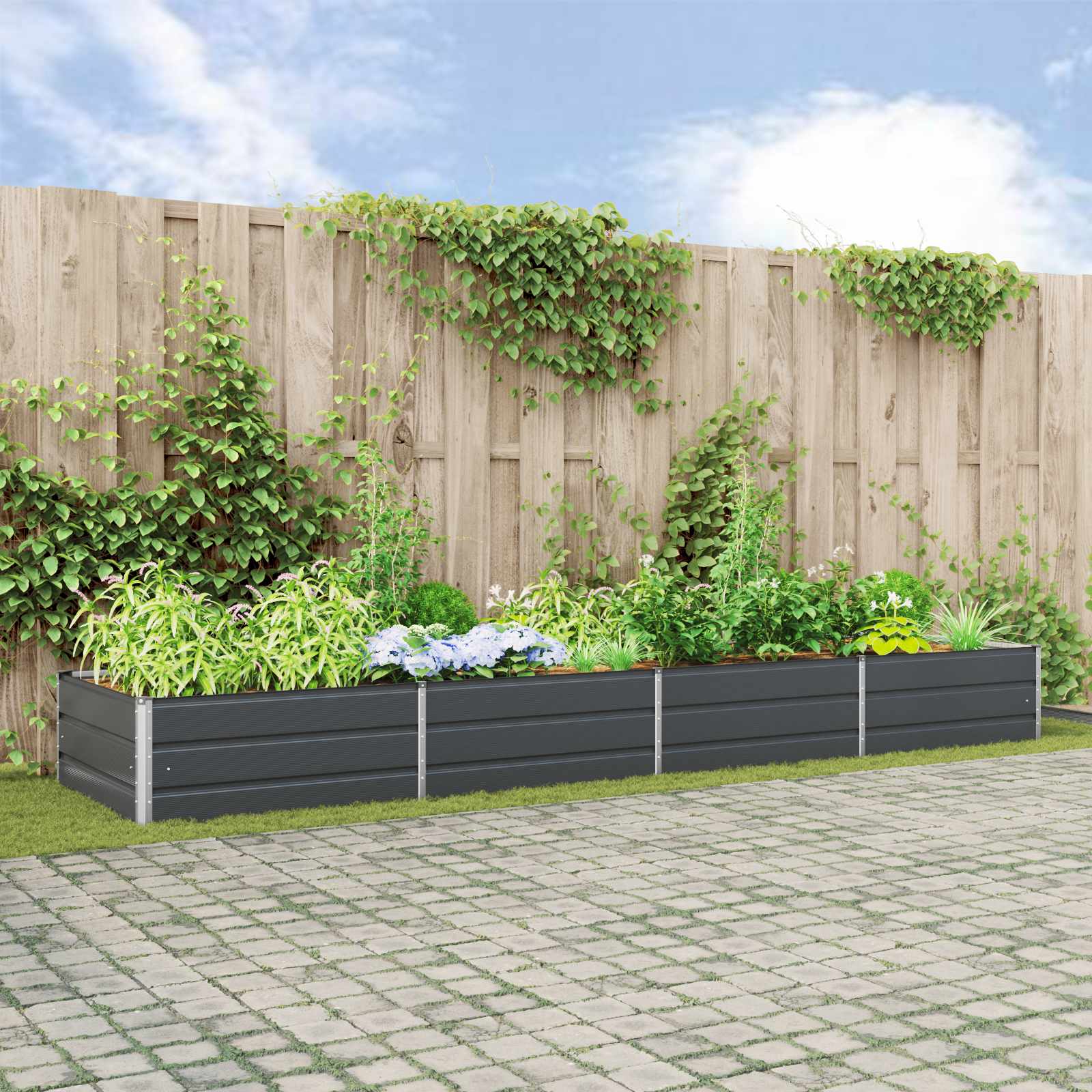 vidaXL Donica Antracyt 385 x 100 x 45 cm Stal Galwanizowana