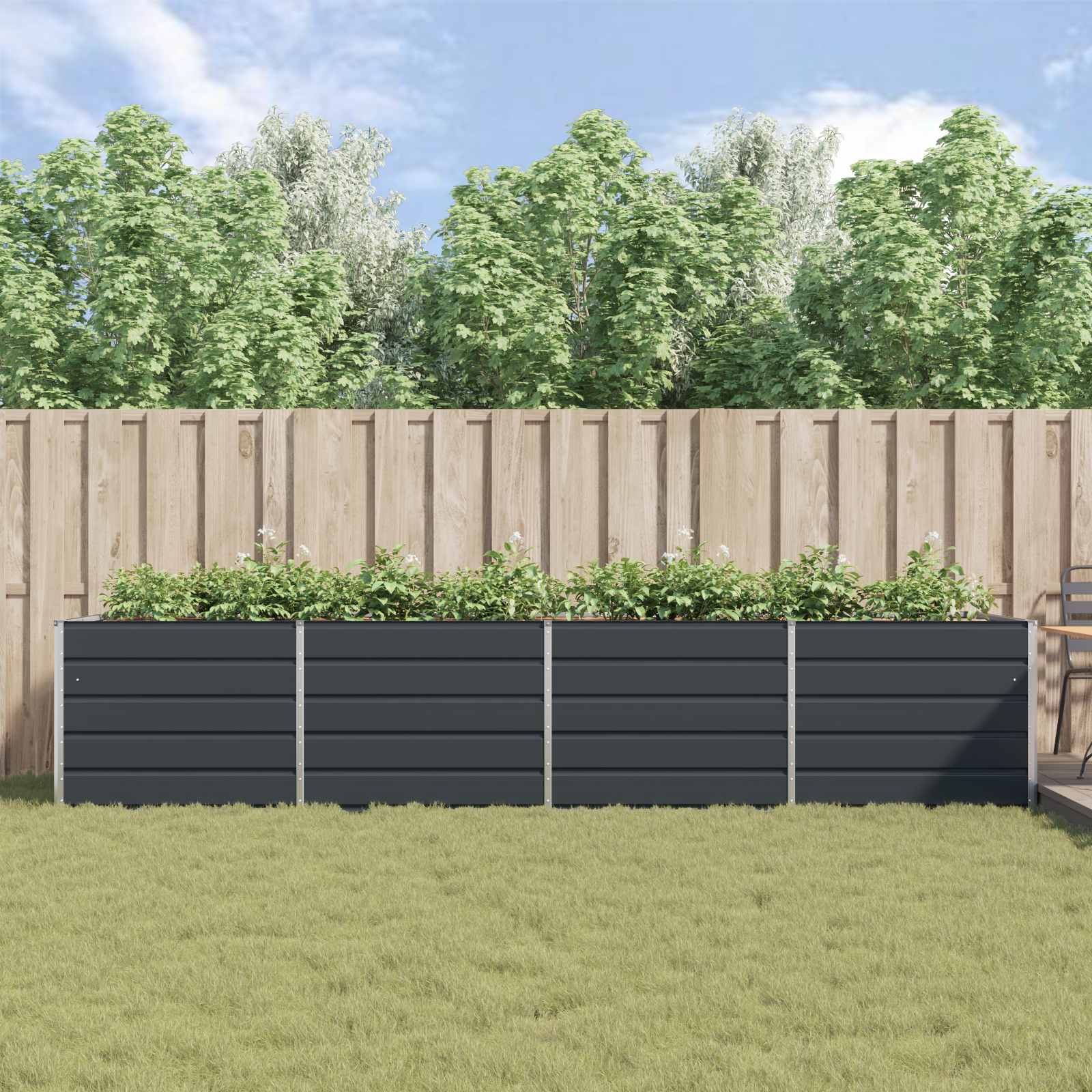 vidaXL Donica Antracyt 385 x 100 x 75 cm Stal Galwanizowana