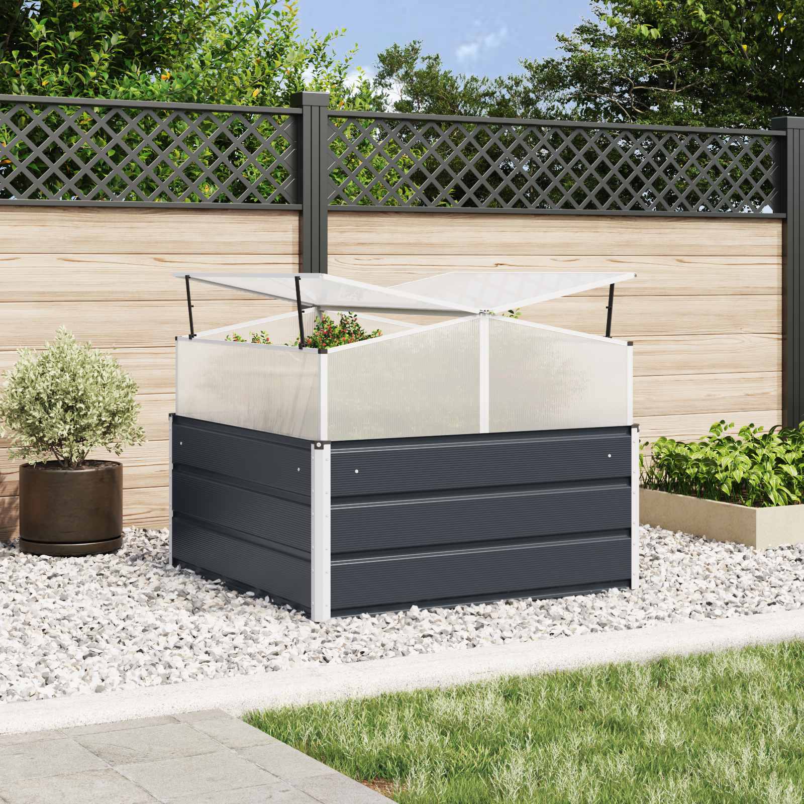 vidaXL Donica Antracyt 100 x 100 x 77 cm Stal Galwanizowana
