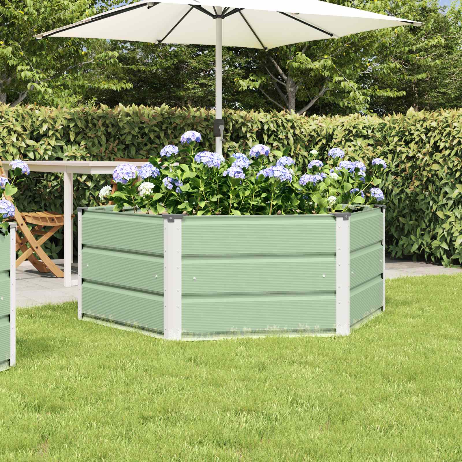 vidaXL Donica Pastelowa zieleń 129 x 129 x 45 cm Stal