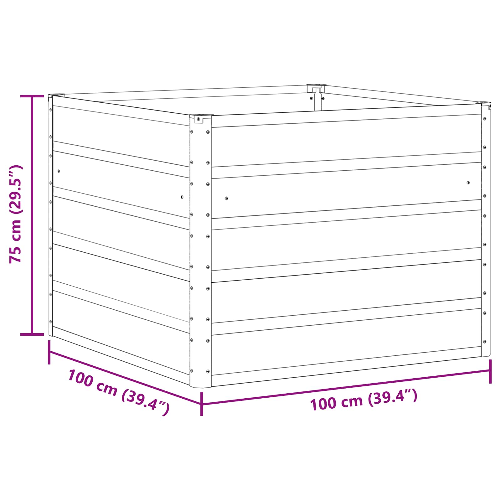vidaXL Donica Pastelowa zieleń 100 x 100 x 75 cm Stal