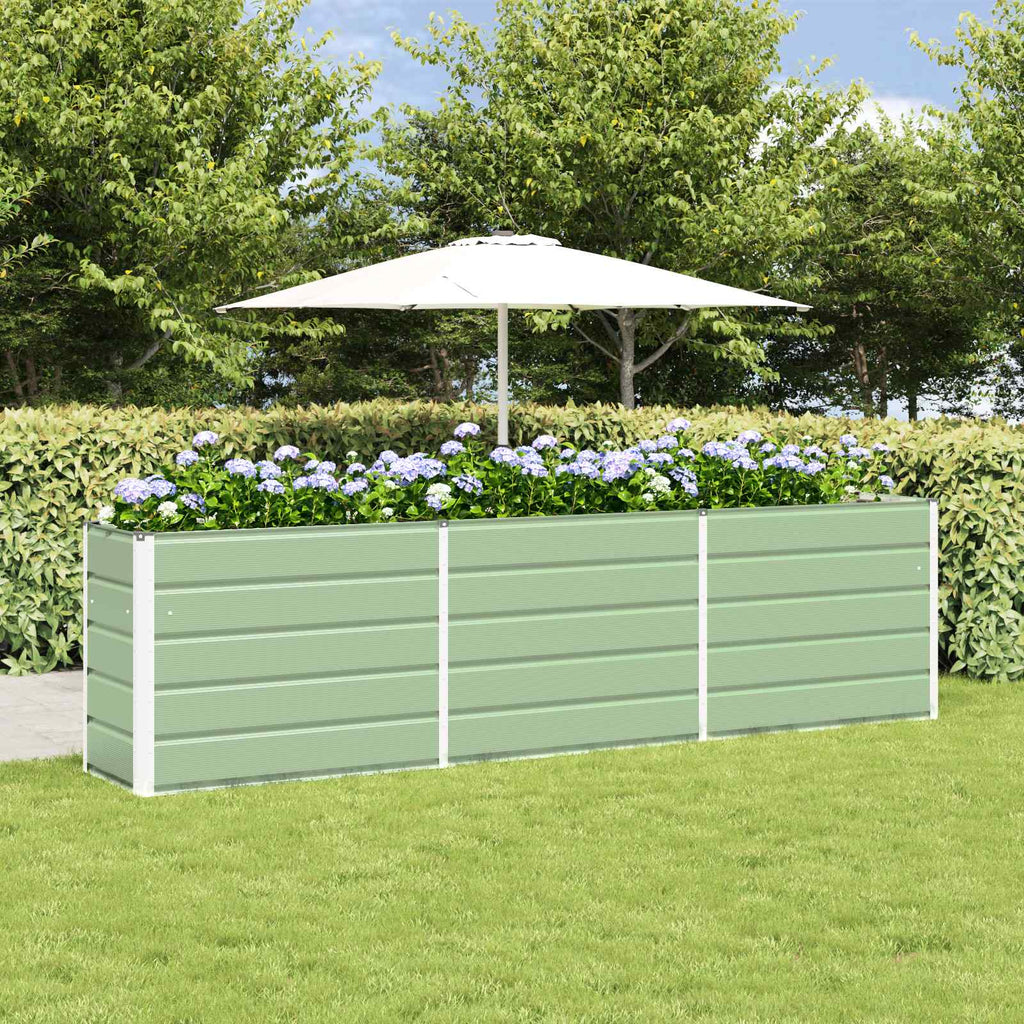 vidaXL Donica Pastelowa Zieleń 290 x 90 x 77 cm Stal Galwanizowana