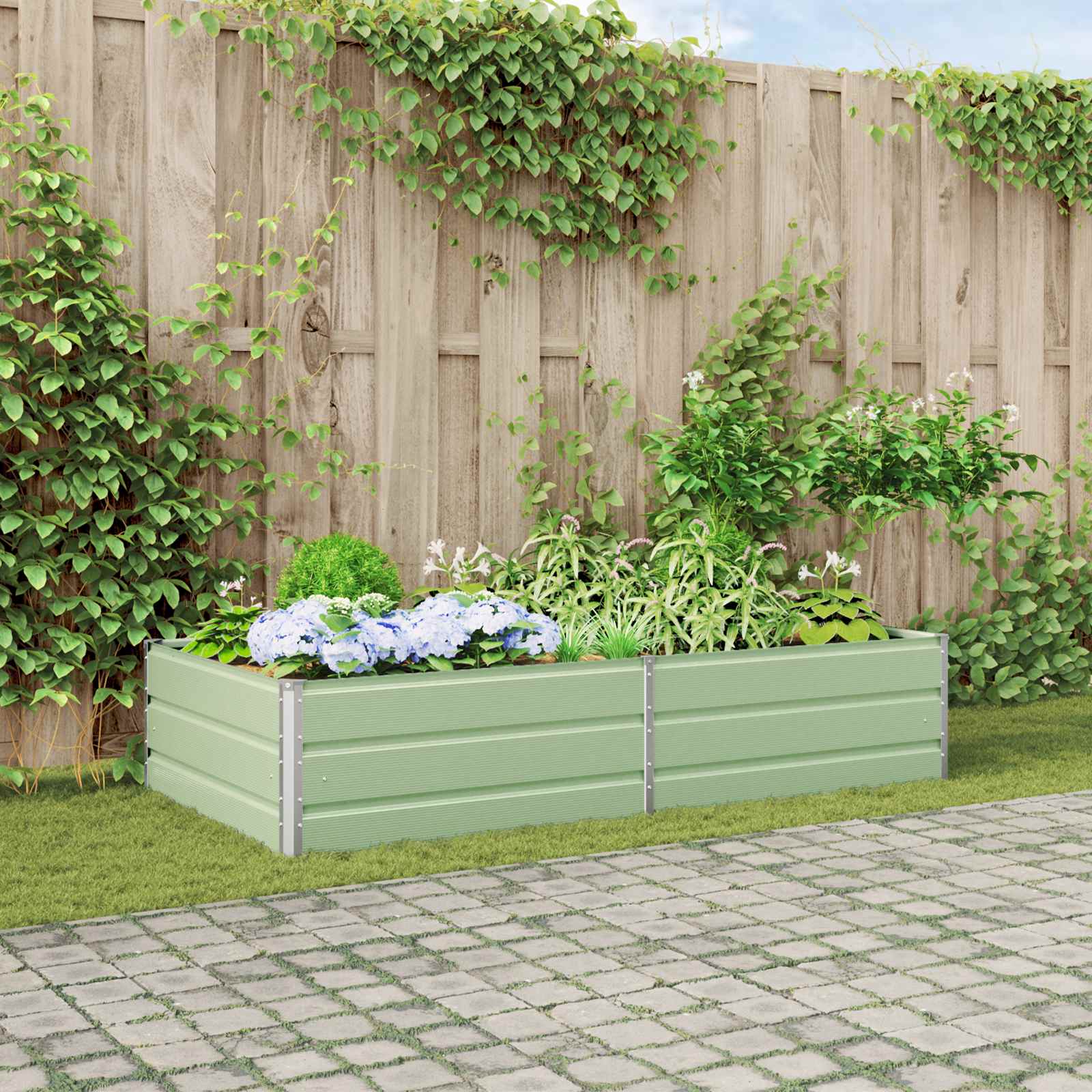 vidaXL Donica Pastelowa Zieleń 195 x 100 x 45 cm Stal Galwanizowana