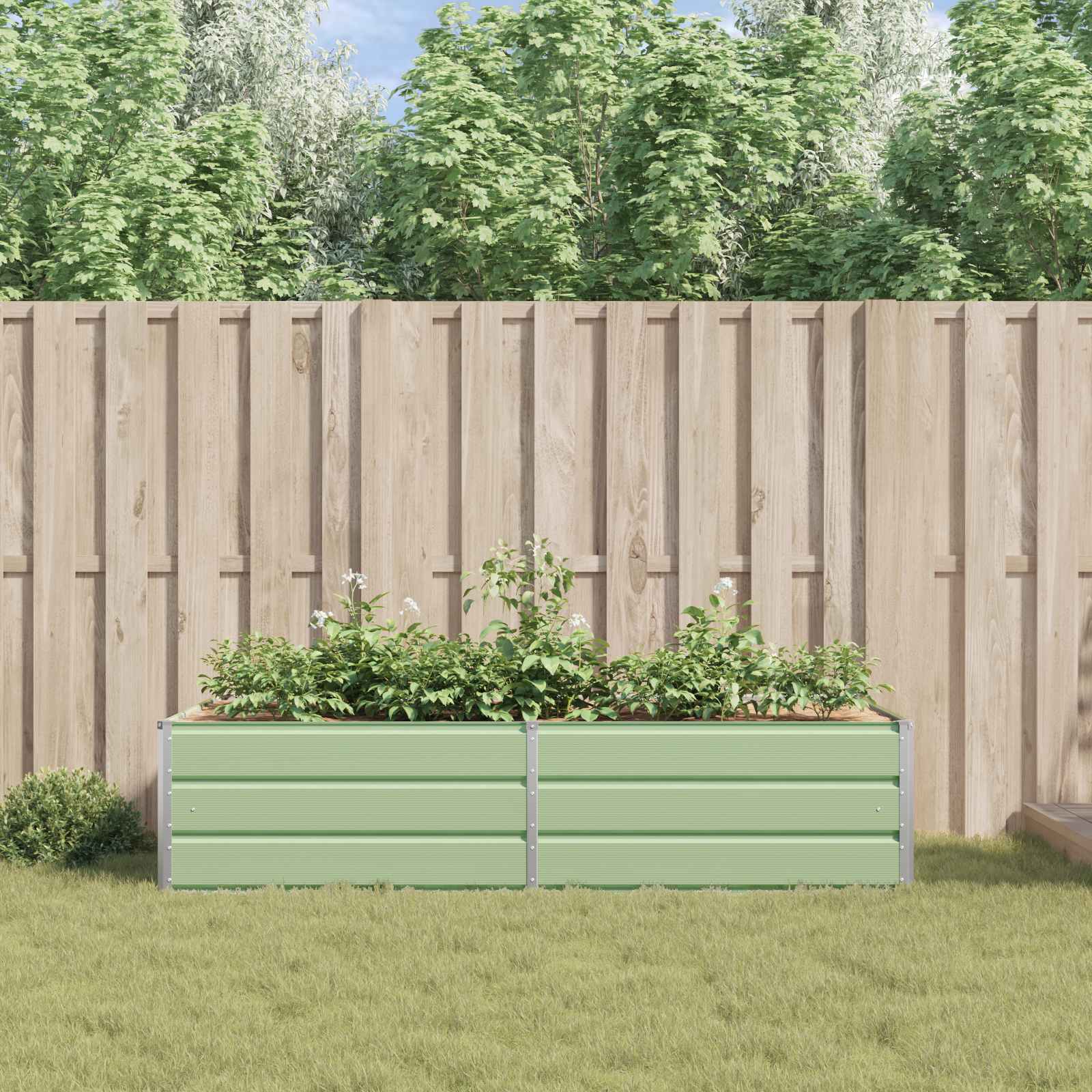 vidaXL Donica Pastelowa Zieleń 195 x 100 x 45 cm Stal Galwanizowana