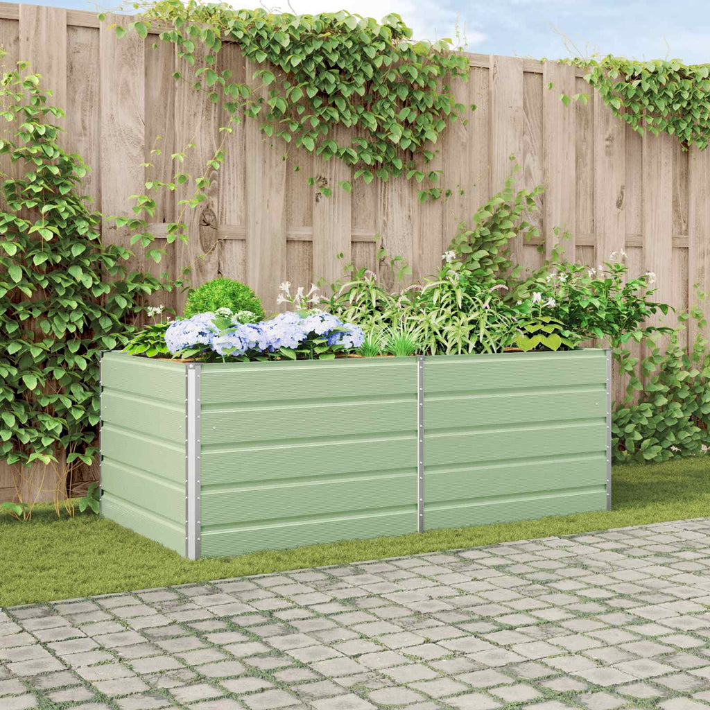 vidaXL Donica Pastelowa Zieleń 195 x 100 x 75 cm Stal Galwanizowana