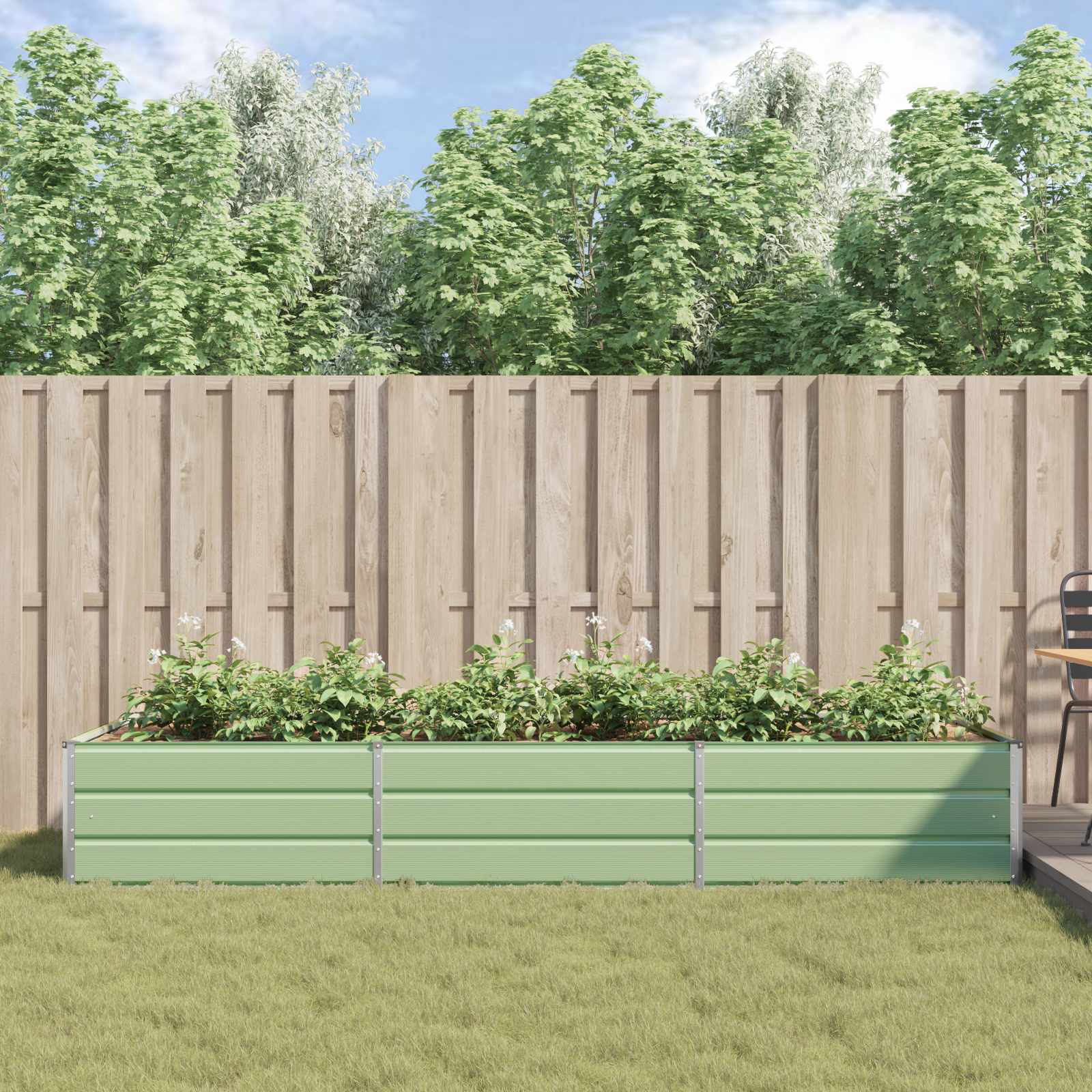 vidaXL Donica Pastelowa Zieleń 290 x 100 x 45 cm Stal Galwanizowana
