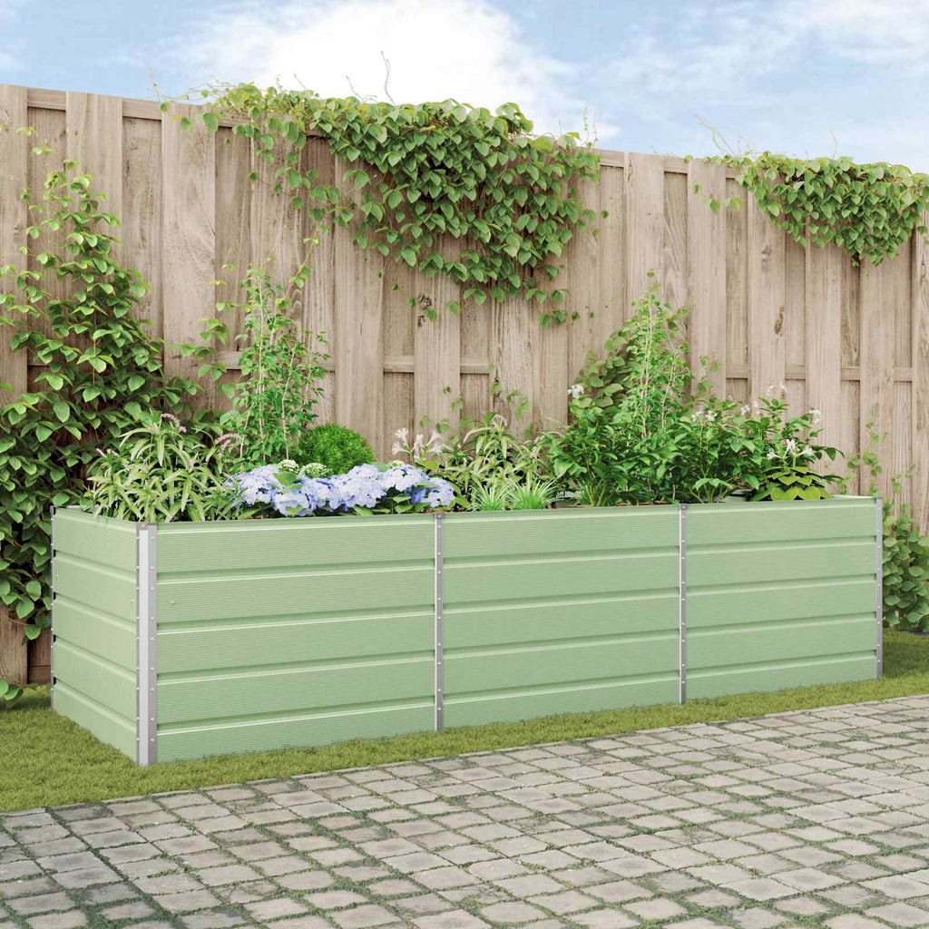 vidaXL Donica Pastelowa Zieleń 290 x 100 x 75 cm Stal Galwanizowana