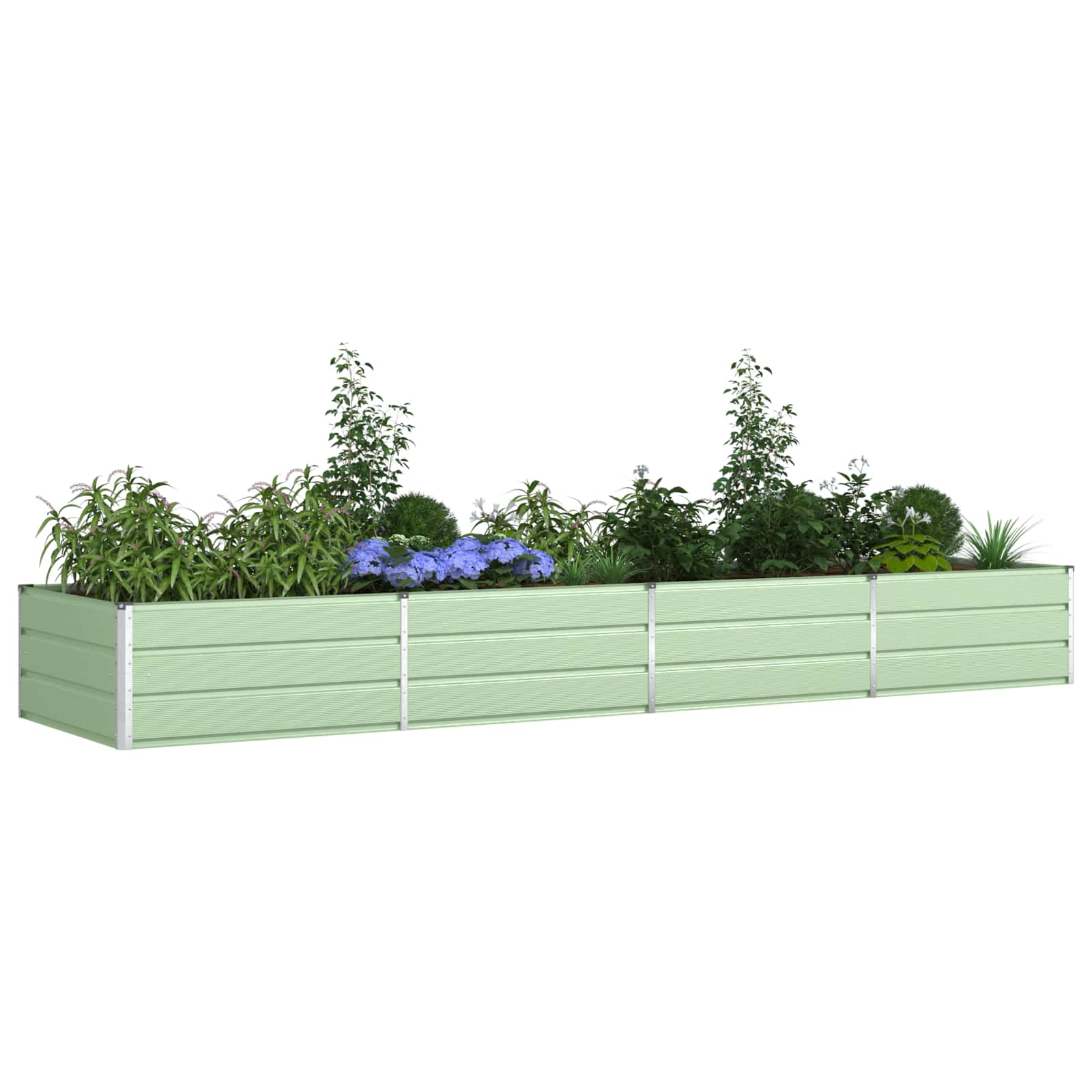 vidaXL Donica Pastelowa Zieleń 385 x 100 x 45 cm Stal Galwanizowana