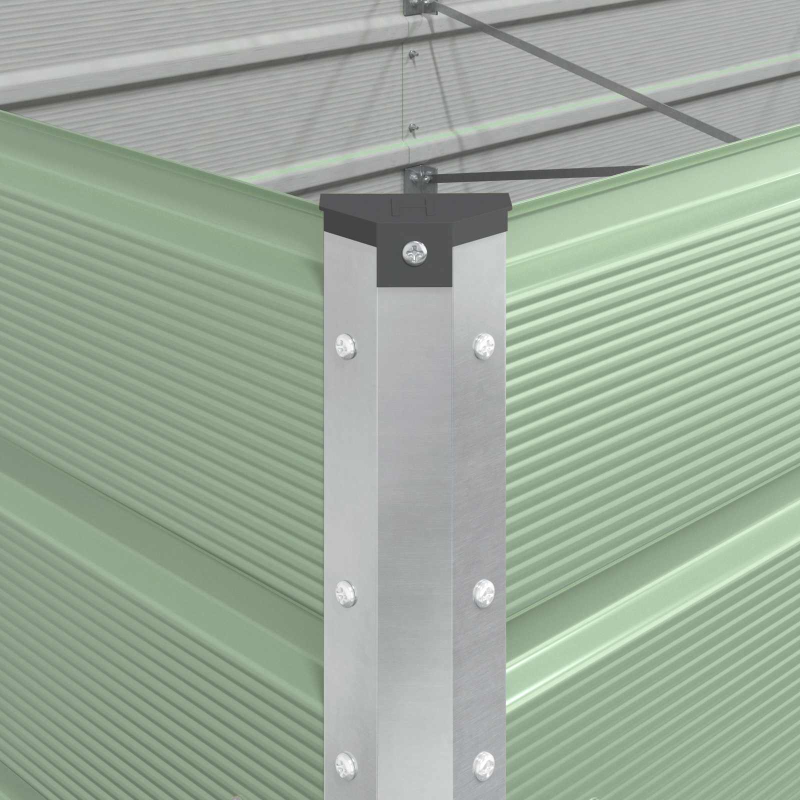 vidaXL Donica Pastelowa Zieleń 385 x 100 x 75 cm Stal Galwanizowana