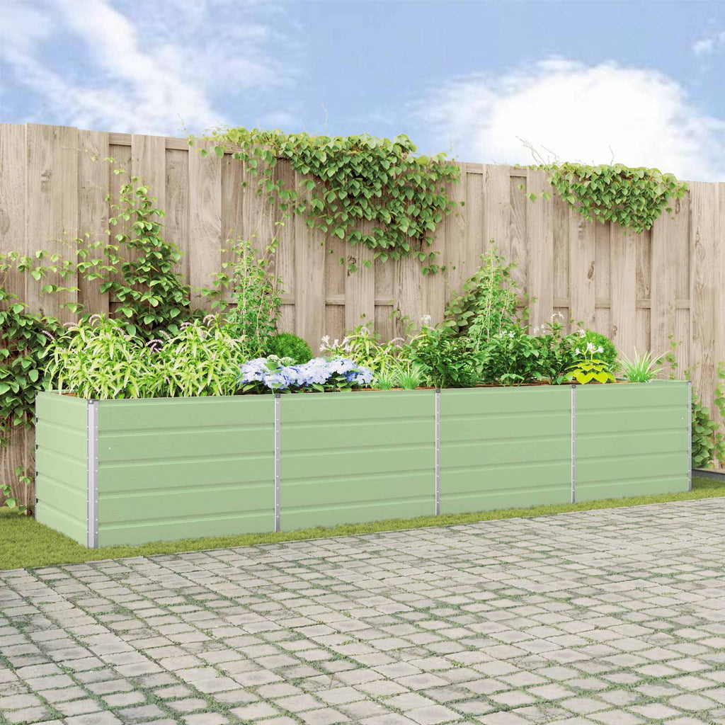 vidaXL Donica Pastelowa Zieleń 385 x 100 x 75 cm Stal Galwanizowana