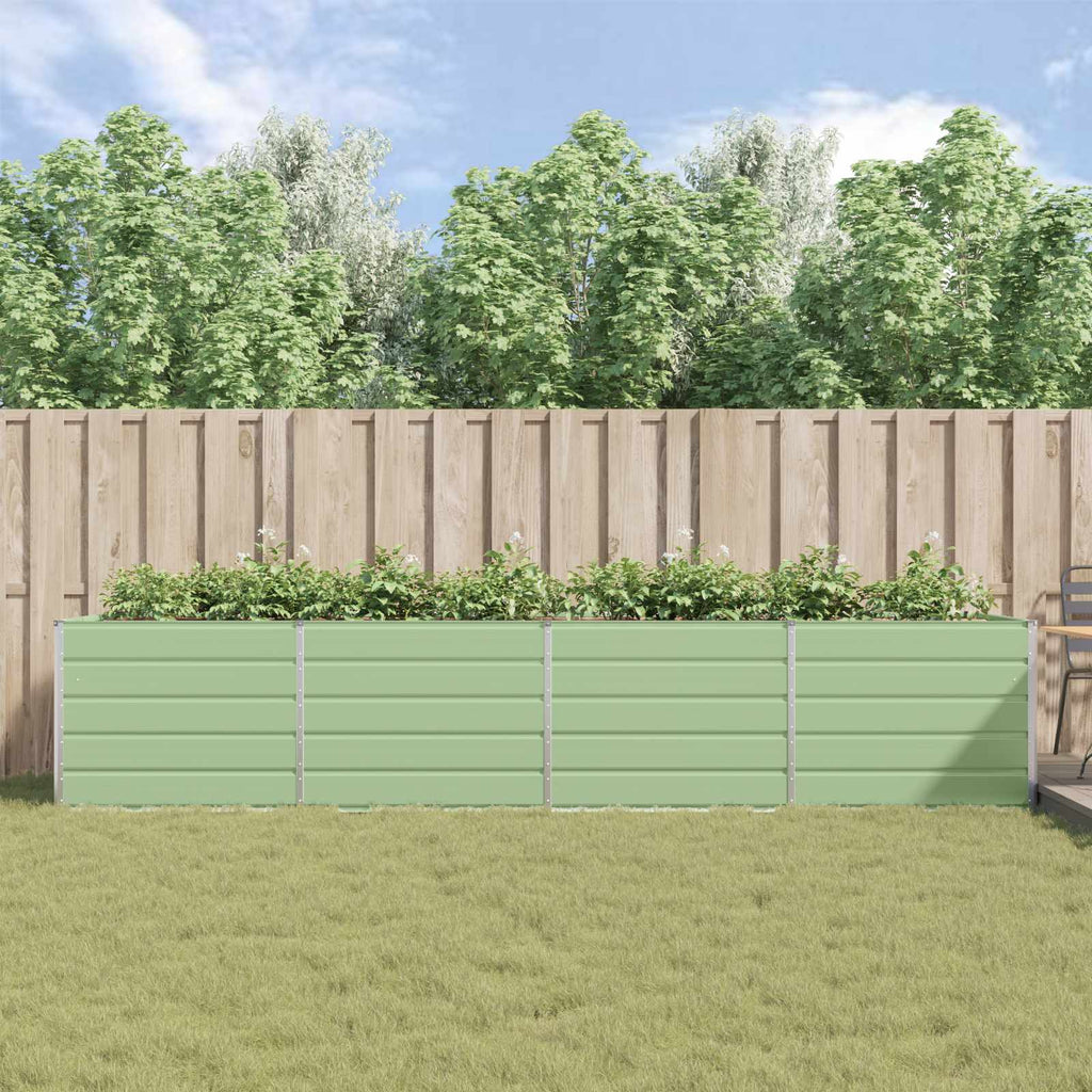 vidaXL Donica Pastelowa Zieleń 385 x 100 x 75 cm Stal Galwanizowana